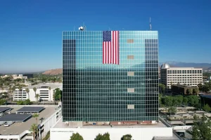 building with flag