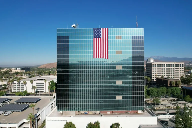 building with flag
