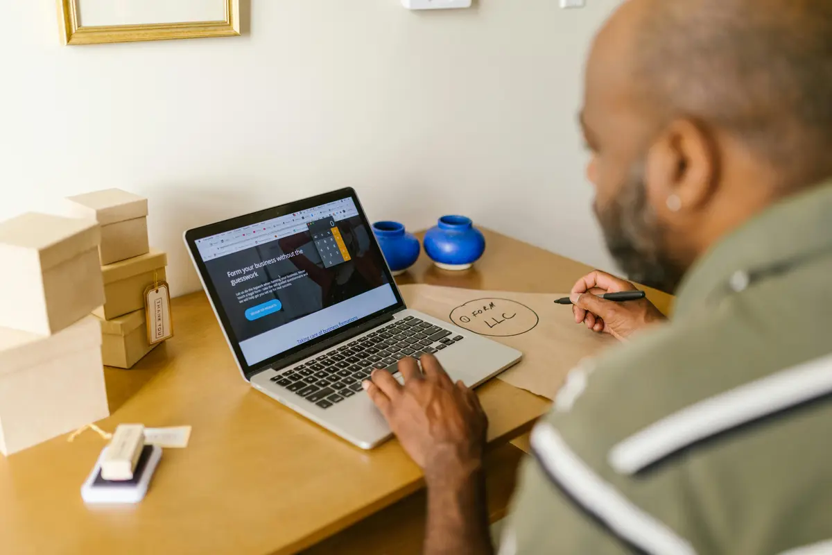 man working on desk