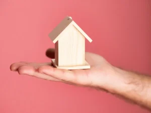 house with red background