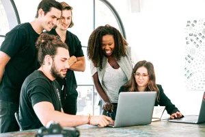 group of team members working