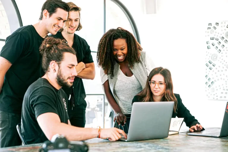 group of team members working