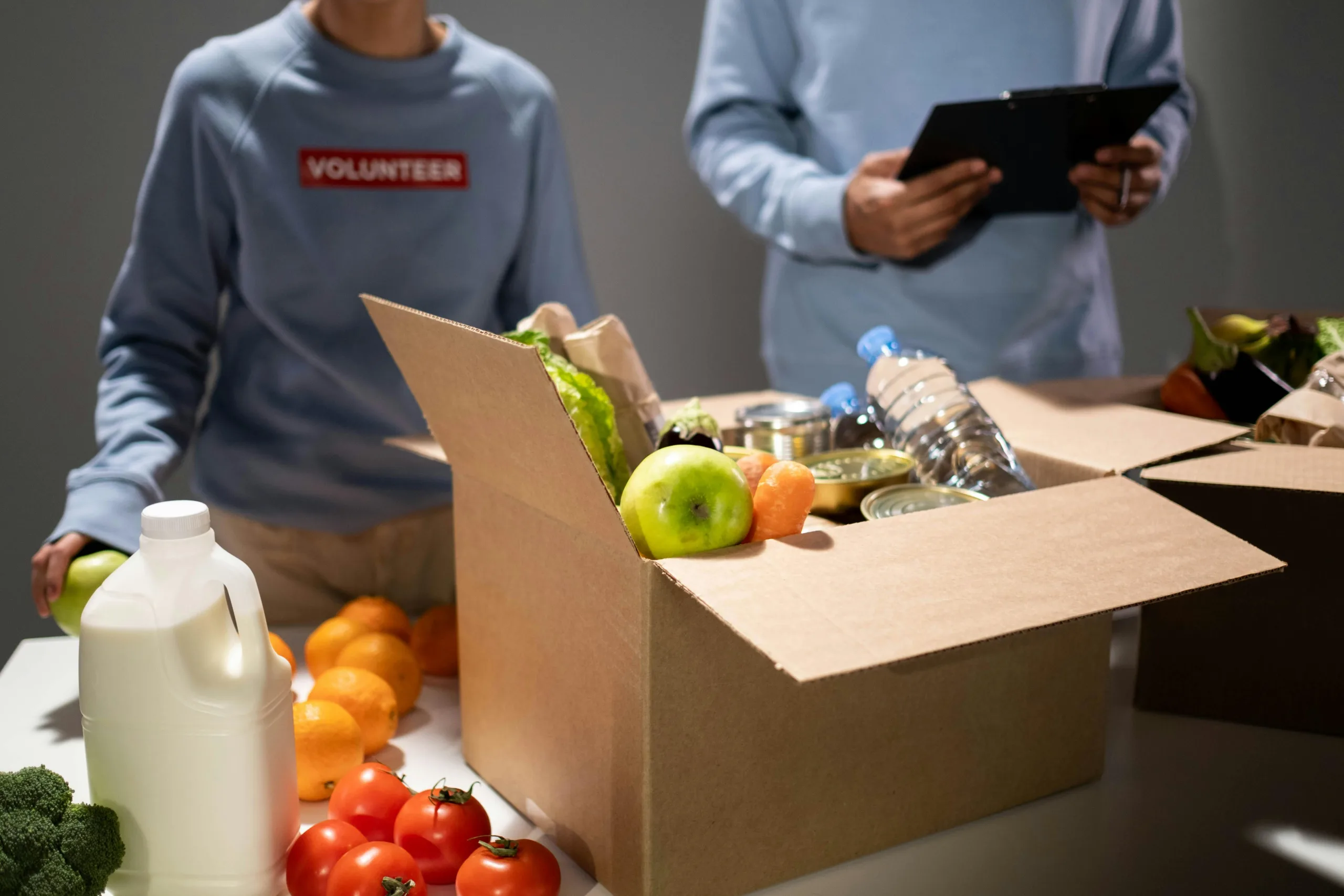 box of food being packed
