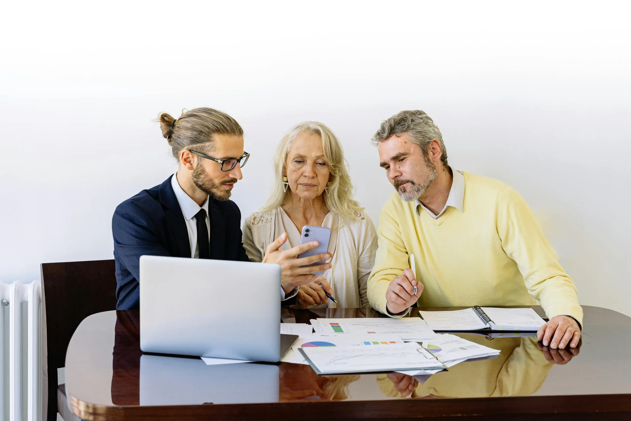 man showing people financial information