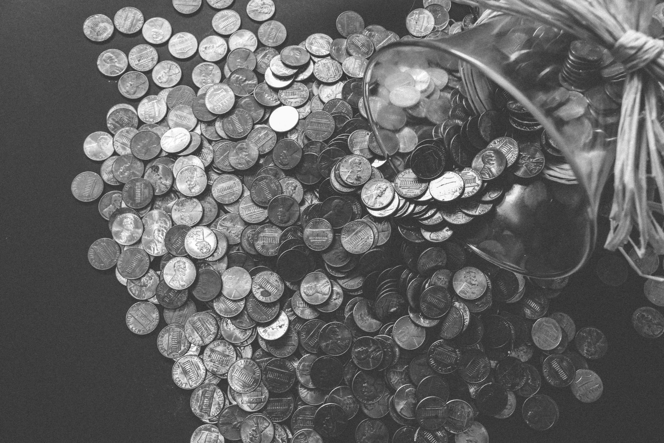 coins on table 