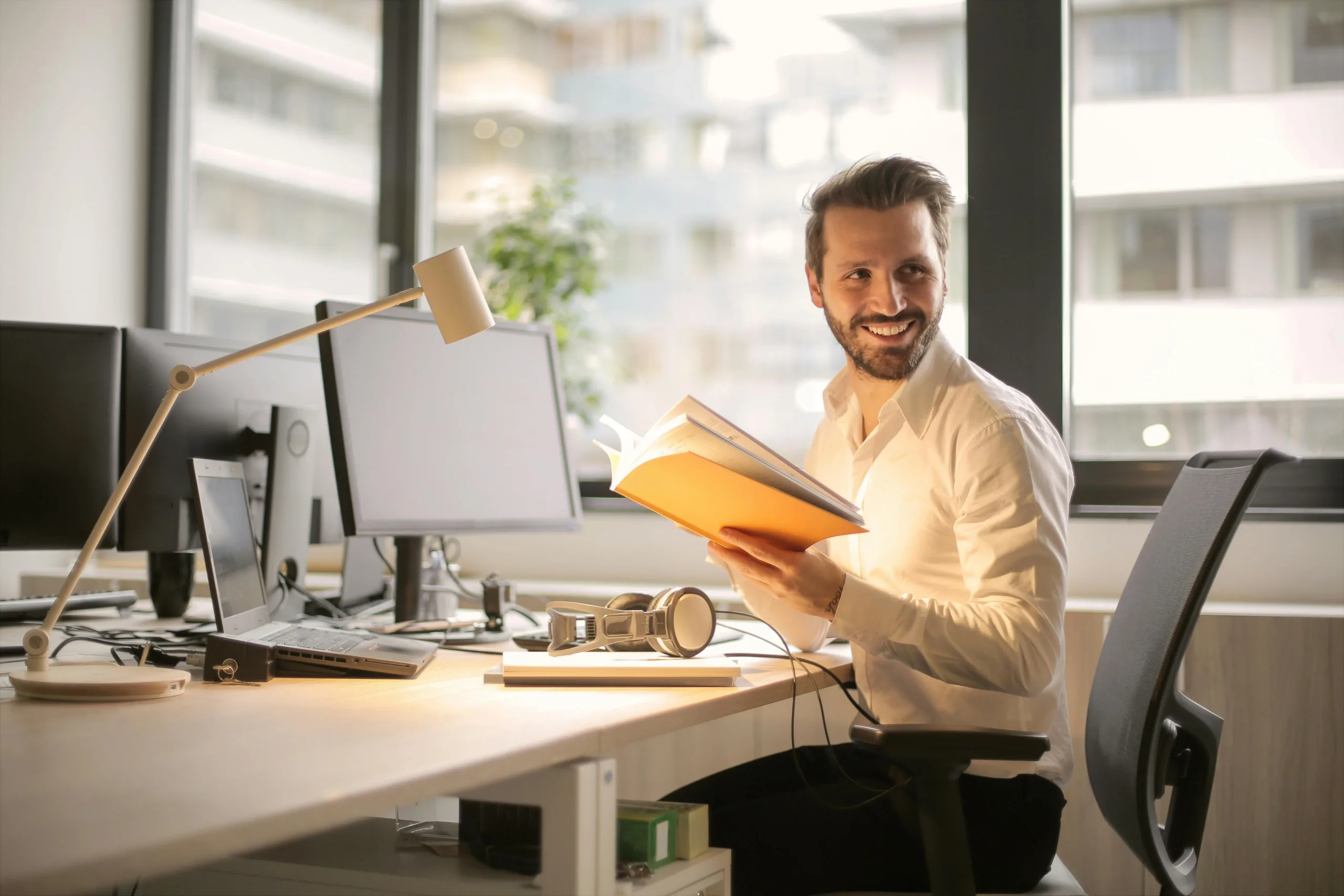 man with paperwork 