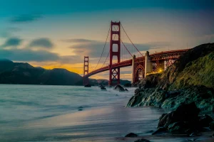 The Golden Gate Bridge in California.