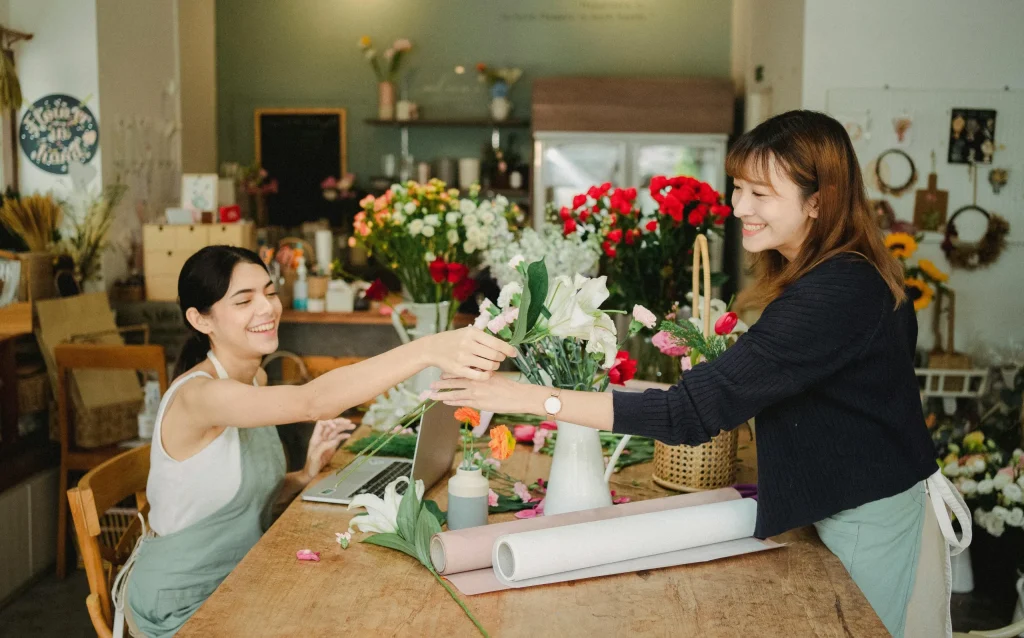A florist selling flowers.