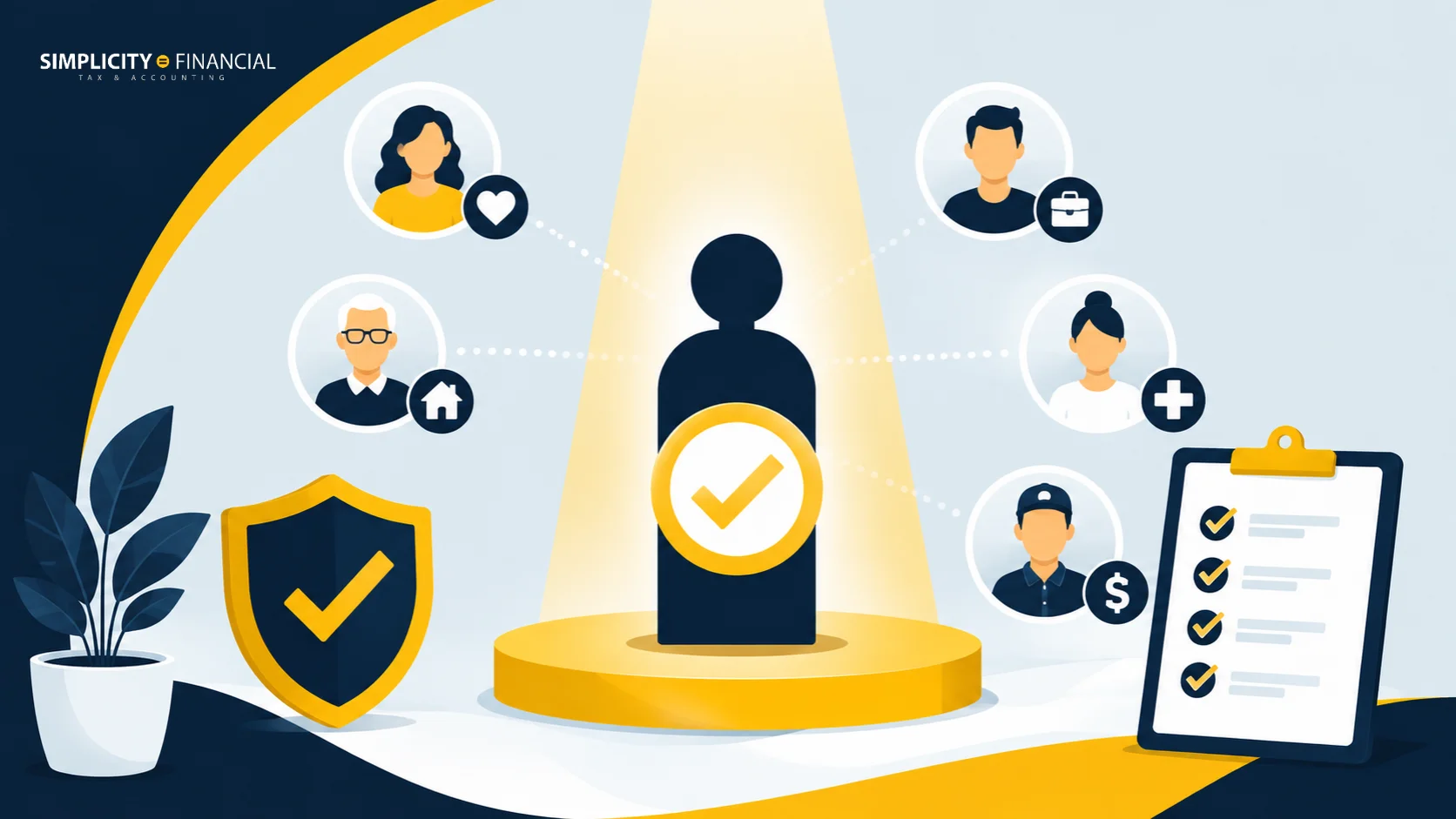 Illustration approved applicant surrounded by profile icons