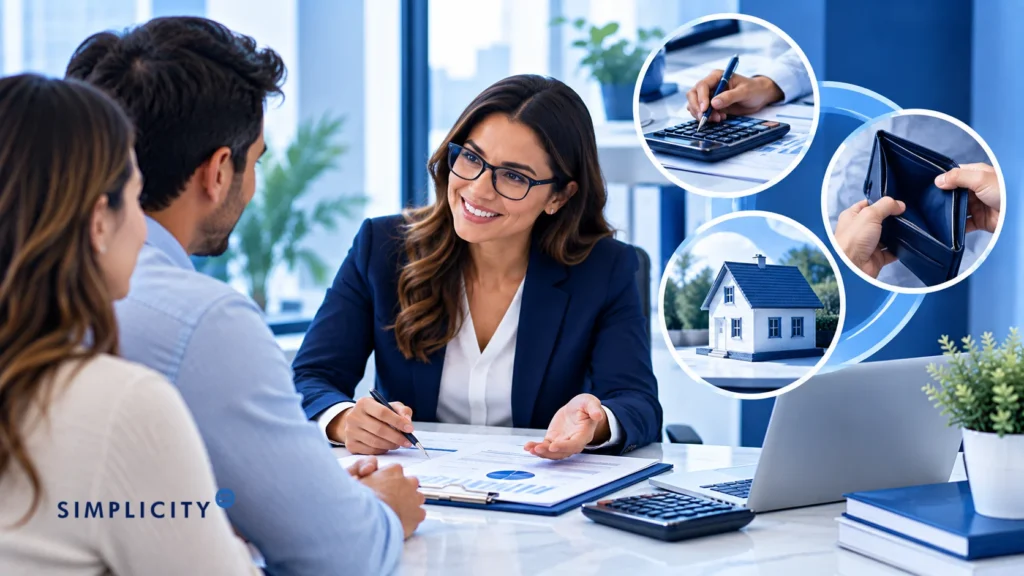 Image of advisor explaining what is an offer of compromise to two clients
