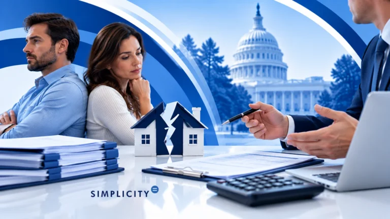Image of separation of liability relief with couple, advisor and split house model